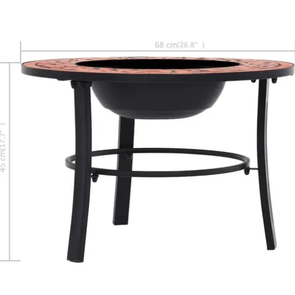 Bålfad i mosaik 68 cm - Dekorativt bålsted til have | Farve: Terracotta