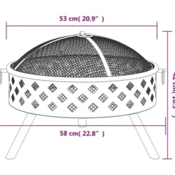 Bålfad med ildrager - Stål | 58 cm | XXL