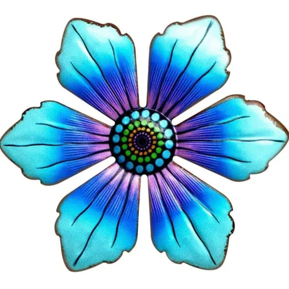 Blomster Metal Vægdekor Have Ornament 15x15x0,8cm - Blå