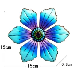 Blomster Metal Vægdekor Have Ornament 15x15x0,8cm - Blå