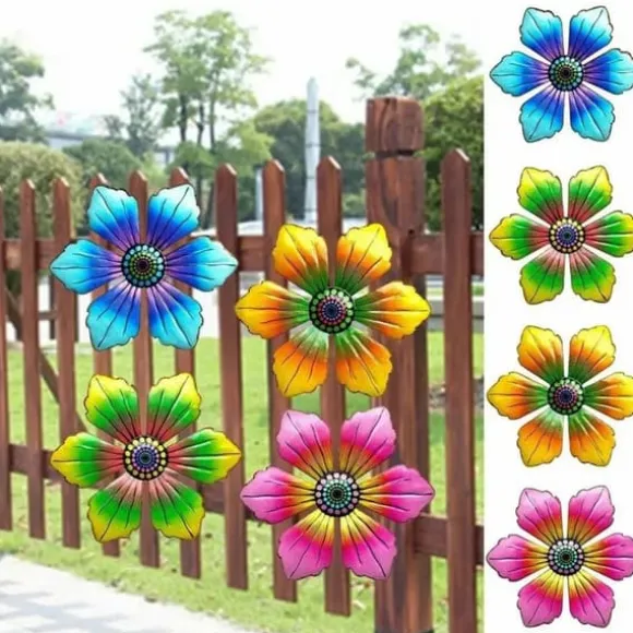 Blomster Metal Vægdekor Have Ornament 15x15x0,8cm - Grøn