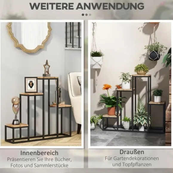 Blomsterhylde 4 niveauer, plantestativ til altan/have, træ lys brun, 80×20×74 cm