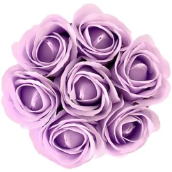 Blomsterkasse Inspiruj - Hvid kasse med sæberoser - nr. 6 Lys lilla
