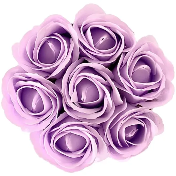 Blomsterkasse Inspiruj - Hvid kasse med sæberoser - nr. 6 Lys lilla