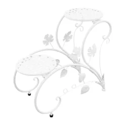 Blomsterstander - Planteopsats 2-pak - Metal - Til Inde/Ude - Altan, Have, Stue - Hvid