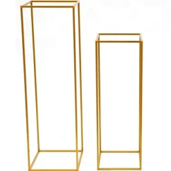 Blomsterstander til bryllup 2-pak - Rektangulær stander - 80 cm & 100 cm - Metal - Fritstående - Moderne design - Guld