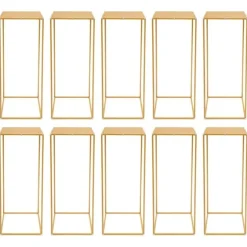 Blomsterstander til Bryllup - Rektangulær Geometrisk Metalstativ - 10-Pak - 30×30×80 cm - Str. L - Guld