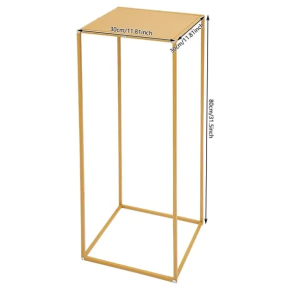 Blomsterstander til Bryllup - Rektangulær Geometrisk Metalstativ - 10-Pak - 30×30×80 cm - Str. L - Guld