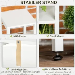 Blomsterstativ 7 niveauer stål hvid 65 x 23 x 94,5 cm inde/ude