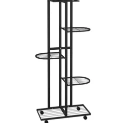 Blomsterstativ 5 niveauer med hjul 44x23x100 cm jern sort - Blomsterstativ - Blomsterstativer - Home & Living