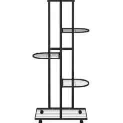 Blomsterstativ 5 niveauer med hjul 44x23x100 cm jern sort - Blomsterstativ - Blomsterstativer - Home & Living