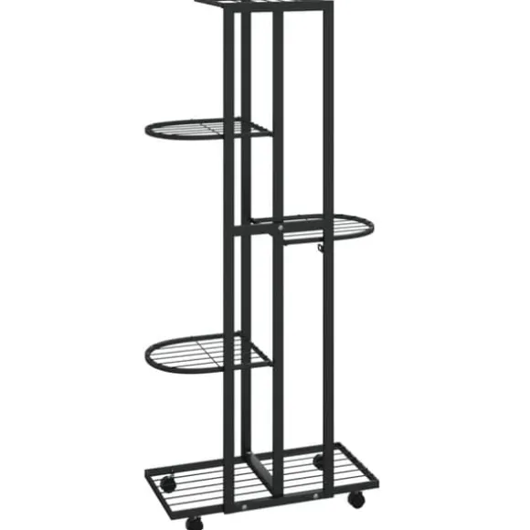 Blomsterstativ 5 niveauer med hjul 44x23x100 cm jern sort - Blomsterstativ - Blomsterstativer - Home & Living