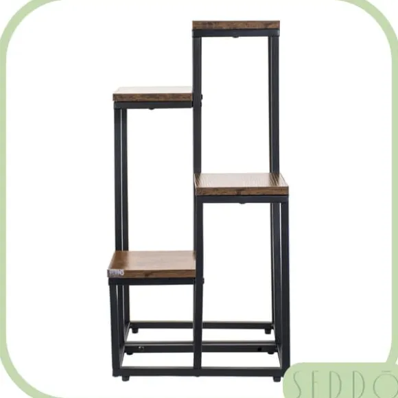 Blomsterstativ, hylde til blomster, planter, potter, fritstående, 4 hylder, loft