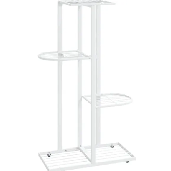 Blomsterstativ i 4 niveauer 43x22x76 cm metal hvid - Plantestativ - Plantestativer - Home & Living