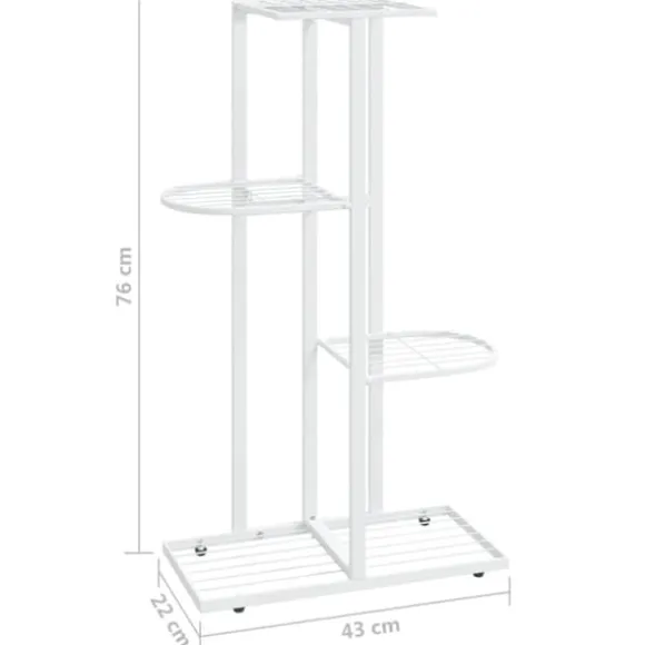 Blomsterstativ i 4 niveauer 43x22x76 cm metal hvid - Plantestativ - Plantestativer - Home & Living