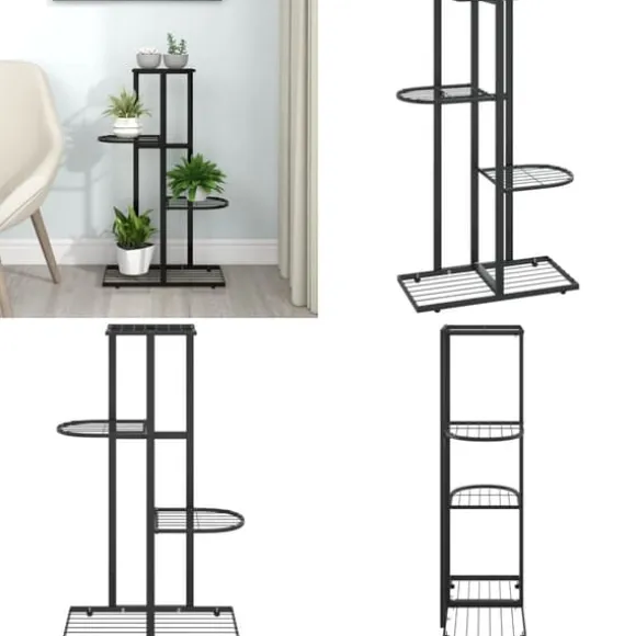 Blomsterstativ i 4 niveauer 43x22x76 cm metal sort - Plantestativ - Plantestativer - Home & Living