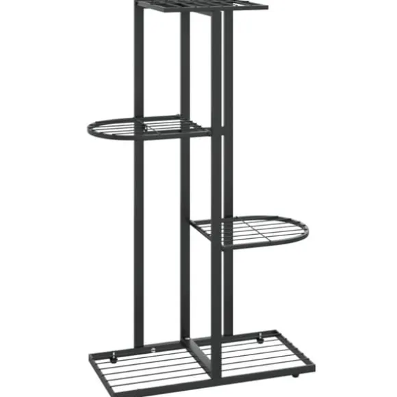 Blomsterstativ i 4 niveauer 43x22x76 cm metal sort - Plantestativ - Plantestativer - Home & Living