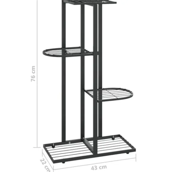 Blomsterstativ i 4 niveauer 43x22x76 cm metal sort - Plantestativ - Plantestativer - Home & Living