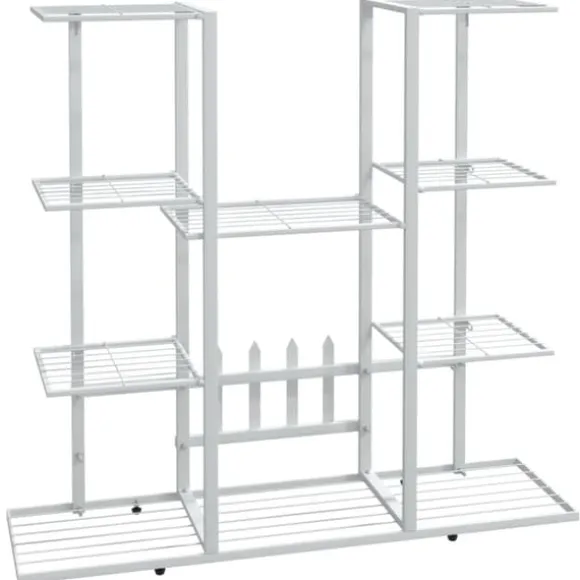Blomsterstativ i jern - Plantestativ | Farve: Hvid | Størrelse: 94,5x25x89 cm