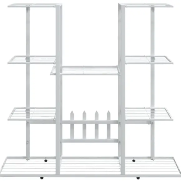 Blomsterstativ i jern - Plantestativ | Farve: Hvid | Størrelse: 94,5x25x89 cm