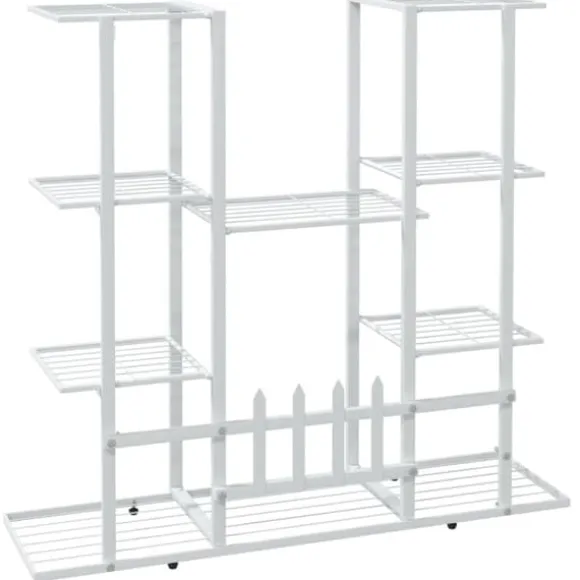 Blomsterstativ i jern - Plantestativ | Farve: Hvid | Størrelse: 94,5x25x89 cm