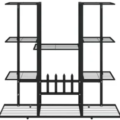 Blomsterstativ i jern - Robust plantehylde | Farve: Sort | Størrelse: 94,5x25x89 cm