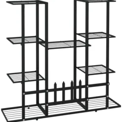Blomsterstativ i jern - Robust plantehylde | Farve: Sort | Størrelse: 94,5x25x89 cm