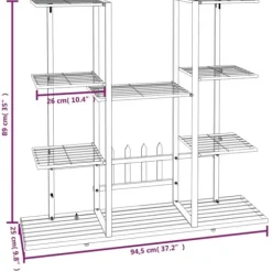 Blomsterstativ i jern - Robust plantehylde | Farve: Sort | Størrelse: 94,5x25x89 cm