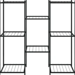 Blomsterstativ i jern til planter og opbevaring | Størrelse: 83x25x80 cm | Farve: Sort