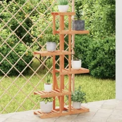 Blomsterstativ i massivt fyrretræ - Plantestativ med plads til planter | Størrelse: 75x25x140,5 cm