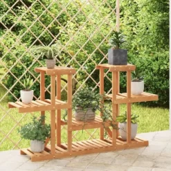 Blomsterstativ i massivt fyrretræ - Plantestativ til indendørs og udendørs brug | Størrelse: 110x25x73 cm