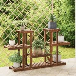 Blomsterstativ i massivt fyrretræ - Planteholder | Størrelse: 110x25x73 cm
