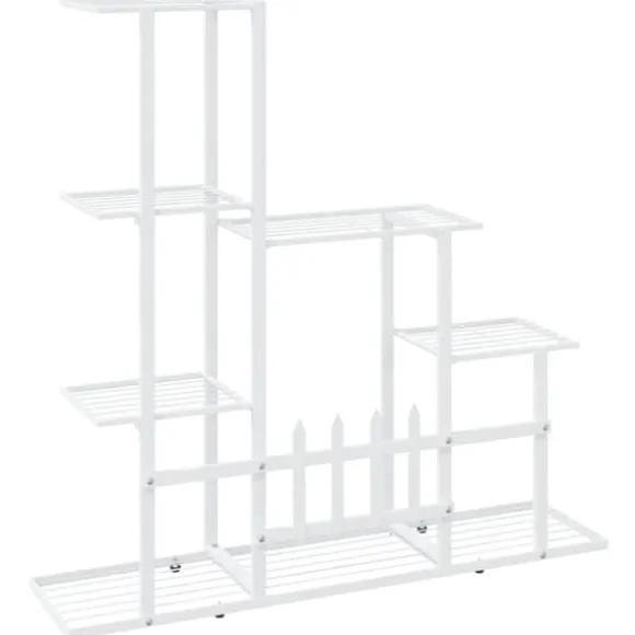 Blomsterstativ i metal - Robust plantestativ til indendørs brug | Størrelse: 94,5x25x88 cm | Farve: Hvid