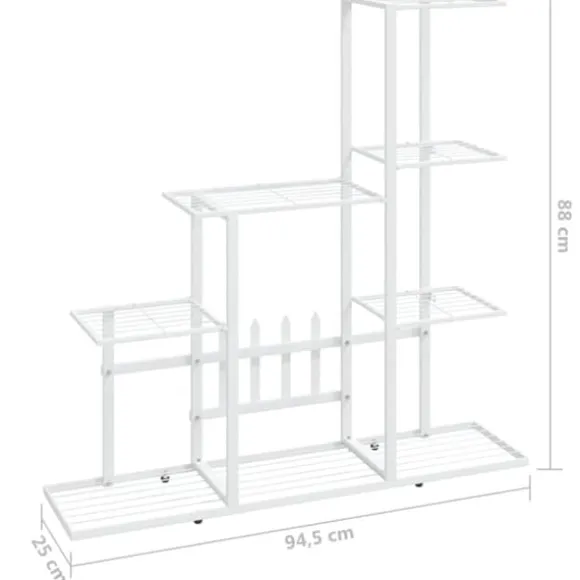 Blomsterstativ i metal - Robust plantestativ til indendørs brug | Størrelse: 94,5x25x88 cm | Farve: Hvid