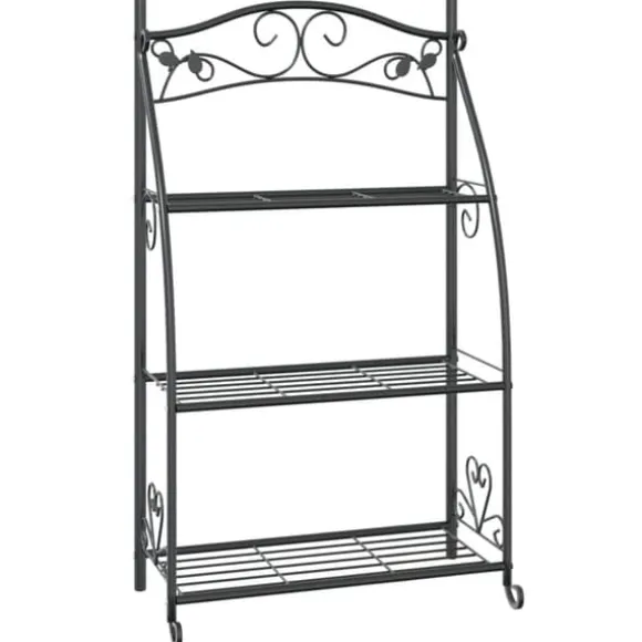 Blomsterstativ i stål – 3-hylder | Farve: Sort | Størrelse: 56x30x96 cm