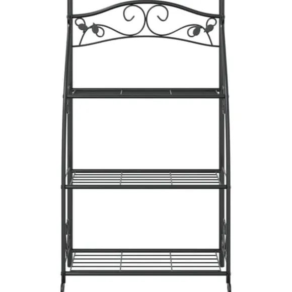 Blomsterstativ i stål – 3-hylder | Farve: Sort | Størrelse: 56x30x96 cm