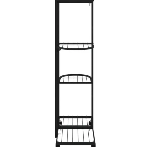 Blomsterstativ med 4 niveauer og hjul - Jern | Farve: Sort | Størrelse: 44x23x80 cm