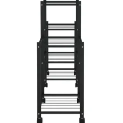 Blomsterstativ med hjul - Robust plantehylde i jern | Farve: Sort | Størrelse: 83x25x63,5 cm