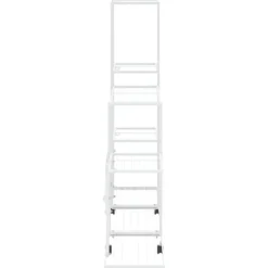 Blomsterstativ med hjul - Plantestativ i metal | Farve: Hvid | Størrelse: 94,5x25x92,5 cm