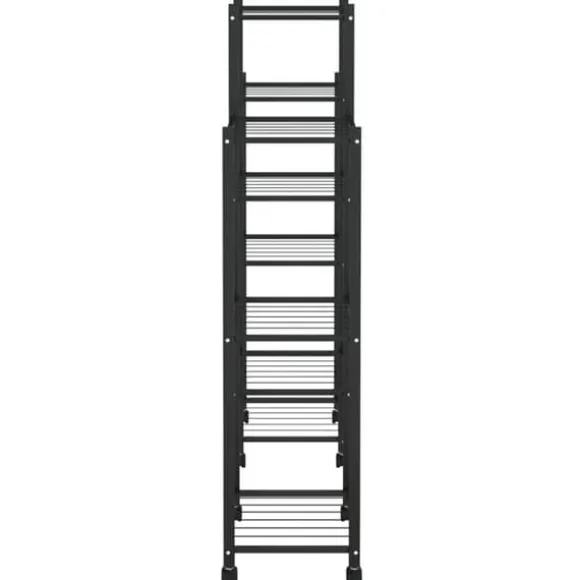 Blomsterstativ med hjul i jern - Plantehylde | Farve: Sort | Størrelse: 83x25x103,5 cm