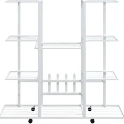 Blomsterstativ med hjul 94,5x24,5x91,5 cm jern hvid - Blomsterstativ - Blomsterstativer - Home & Living