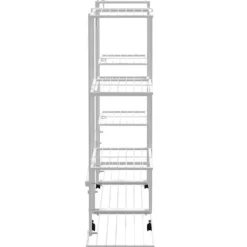 Blomsterstativ med hjul 94,5x24,5x91,5 cm jern hvid - Blomsterstativ - Blomsterstativer - Home & Living