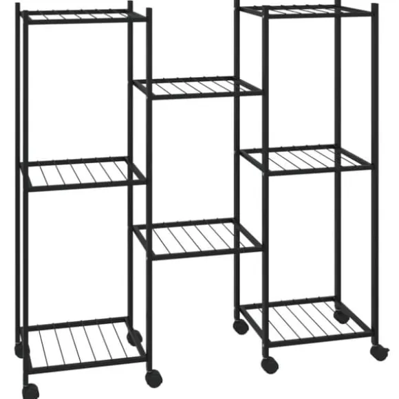 Blomsterstativ med hjul 83x25x83,5 cm jern sort - Blomsterstativ - Blomsterstativer - Home & Living