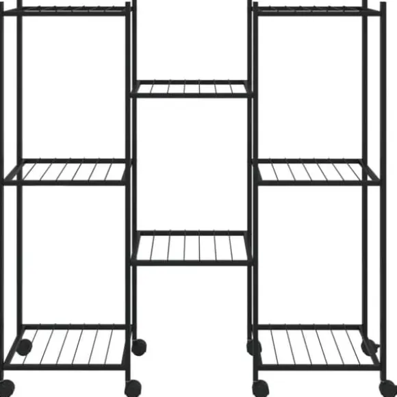 Blomsterstativ med hjul 83x25x83,5 cm jern sort - Blomsterstativ - Blomsterstativer - Home & Living