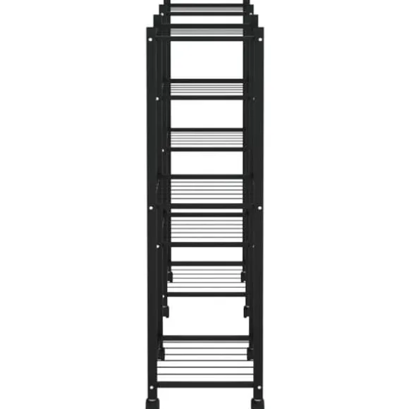 Blomsterstativ med hjul 83x25x83,5 cm jern sort - Blomsterstativ - Blomsterstativer - Home & Living