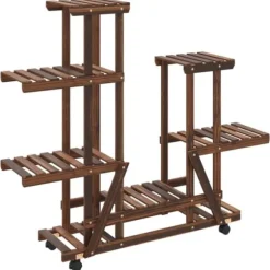 Blomsterstativ med hjul 95x25x101 cm massivt fyrretræ - Blomsterstativ - Blomsterstativer - Home & Living