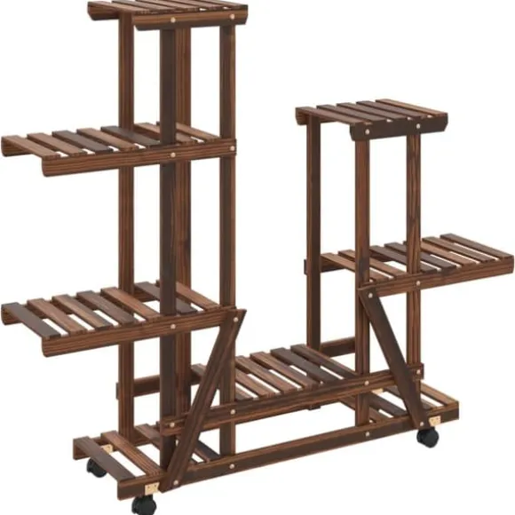 Blomsterstativ med hjul 95x25x101 cm massivt fyrretræ - Blomsterstativ - Blomsterstativer - Home & Living