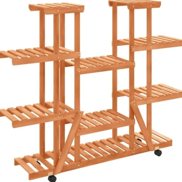 Blomsterstativ med hjul 110x25x115 cm massivt fyrretræ - Blomsterstativ - Blomsterstativer - Home & Living