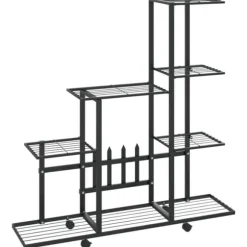 Blomsterstativ med hjul 94,5x25x92,5 cm metal sort - Plantestativ - Plantestativer - Home & Living