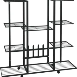Blomsterstativ med hjul 94,5x24,5x91,5 cm jern sort - Blomsterstativ - Blomsterstativer - Home & Living